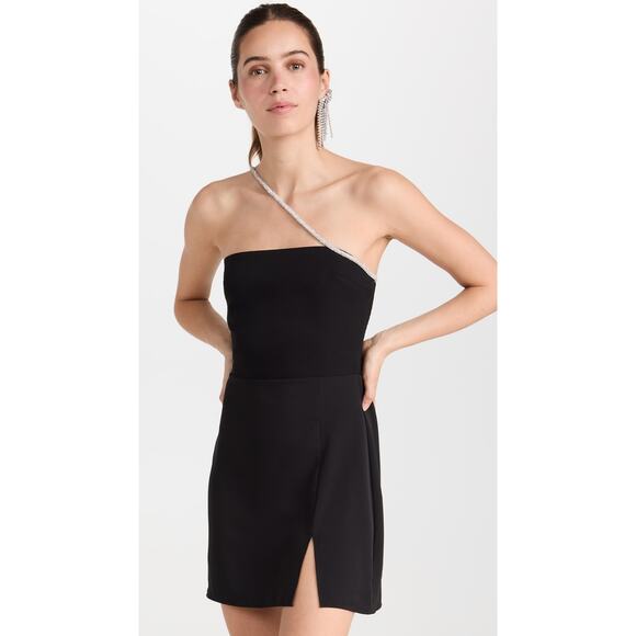 Revolve Amanda Uprichard Dream Mini Dress Crystal Embellished Strap Slit Med - Picture 2 of 11